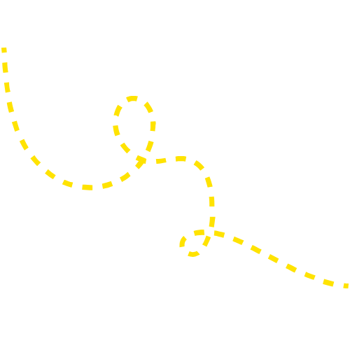 A dashed yellow line forming a path on a black background.