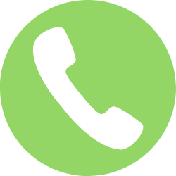 WhatsApp icon with a black phone receiver on a green circular background.