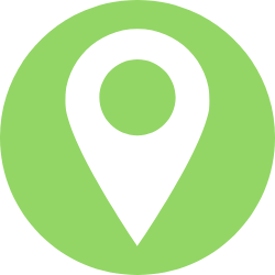 Green location pin icon on a dark background