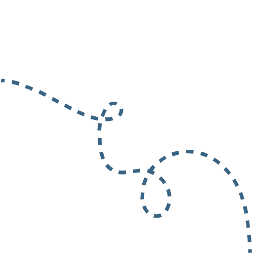 Black background with a blue, dashed, map-like line showing a route or path.