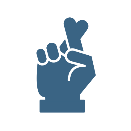A dark blue hand making a finger heart gesture with the index finger and thumb crossing to form a heart shape