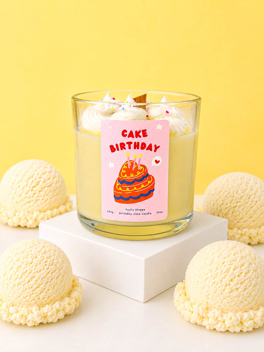 Birthday Cake Scented Candle | Kawaii Gourmand Dessert Candle