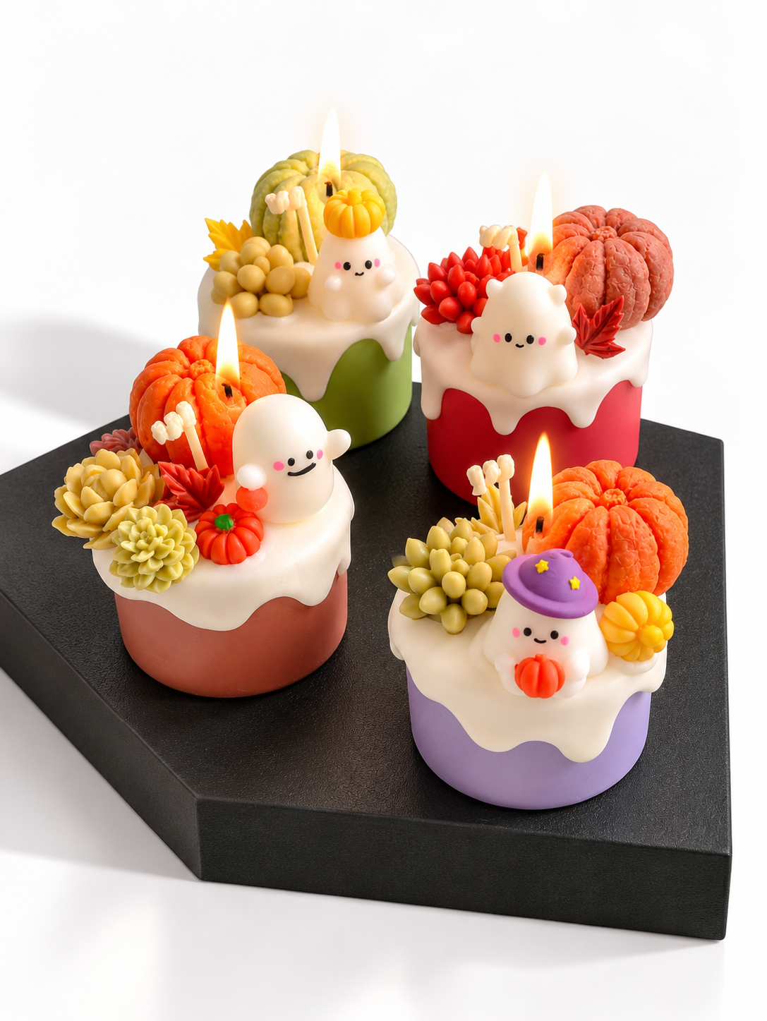Kawaii Ghost Cake Candle | Cute Spooky Fall Home Decor