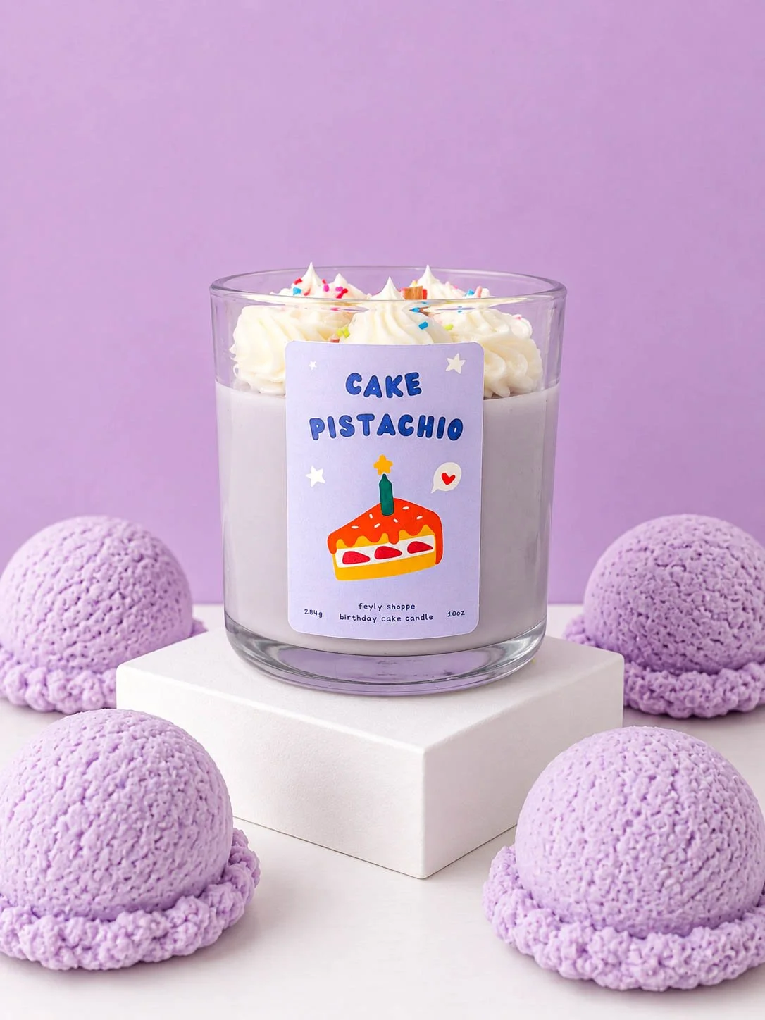 Pistachio Cake Scented Candle | Kawaii Gourmand Dessert Candle