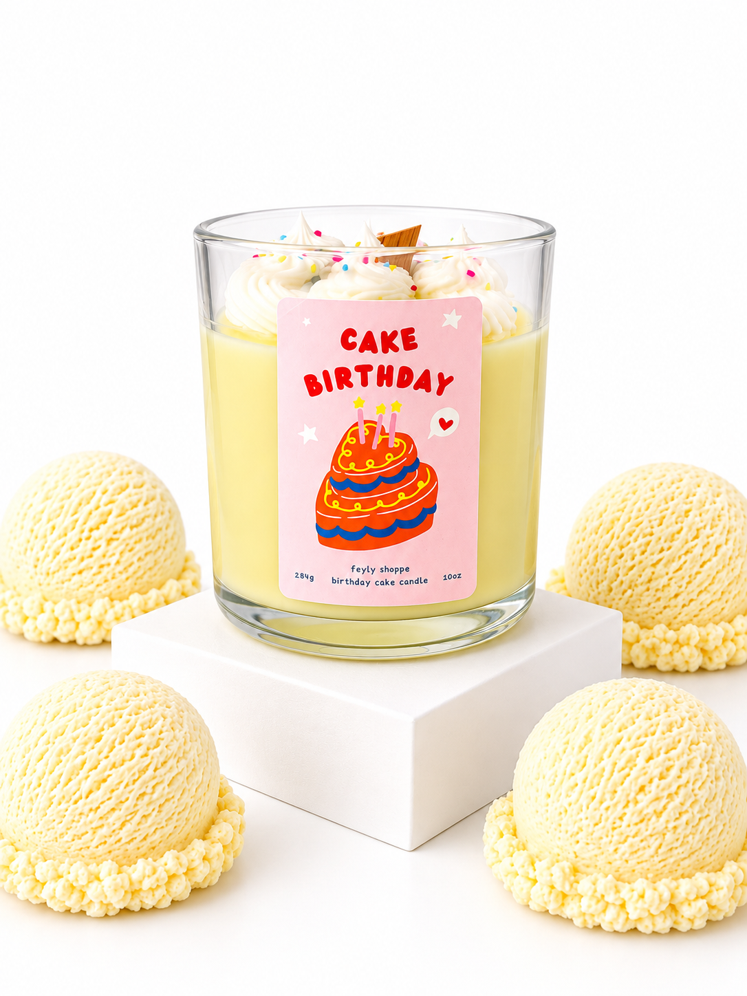 Birthday Cake Scented Candle | Kawaii Gourmand Dessert Candle