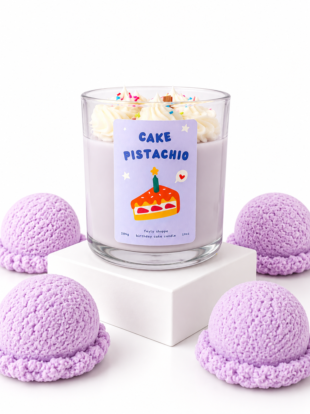 Pistachio Cake Scented Candle | Kawaii Gourmand Dessert Candle