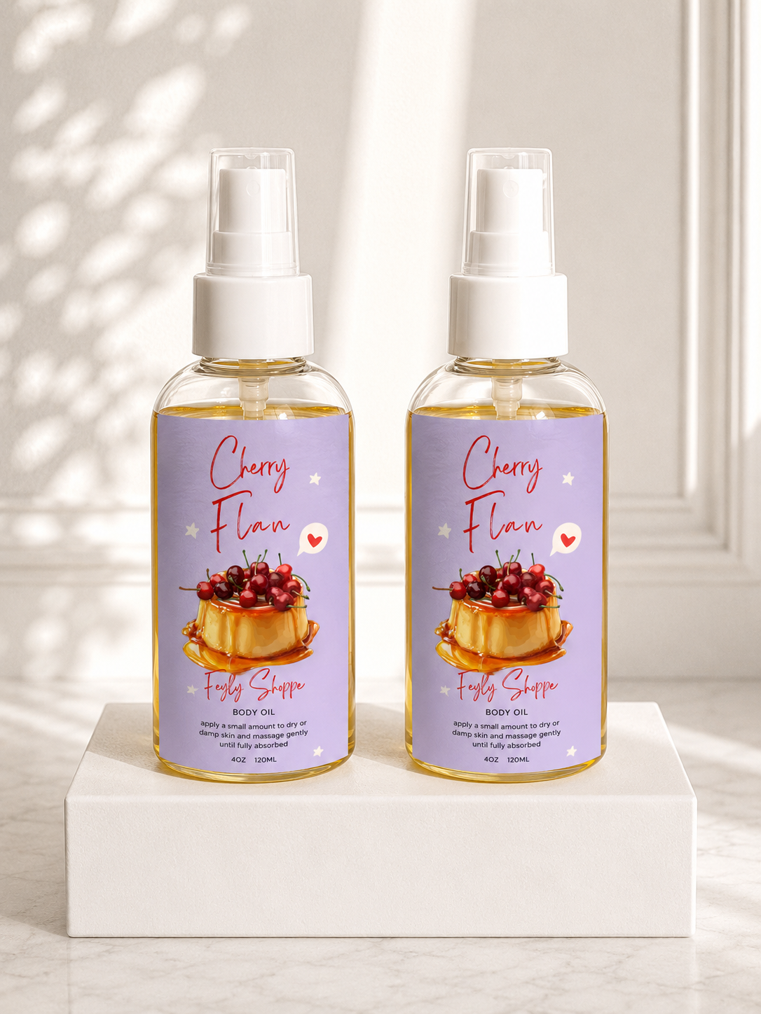 Gourmand Cherry Flan Scented Body Oil | Soft Skin Care for All Skin Types