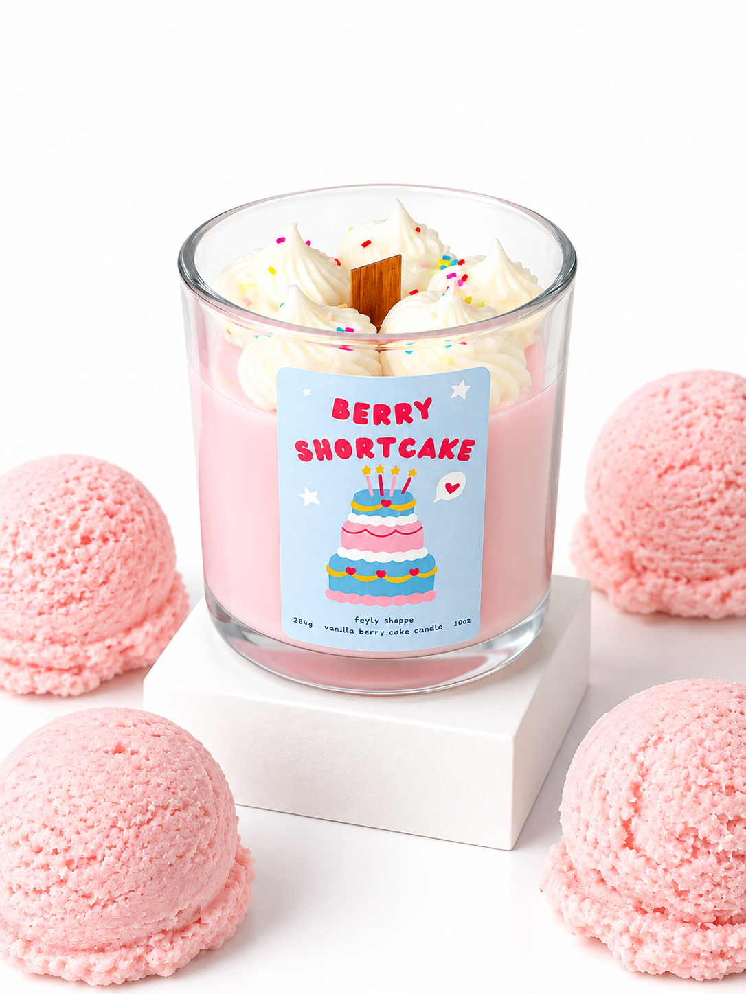 Strawberry Shortcake  Candle | Kawaii Gourmand Dessert Candle