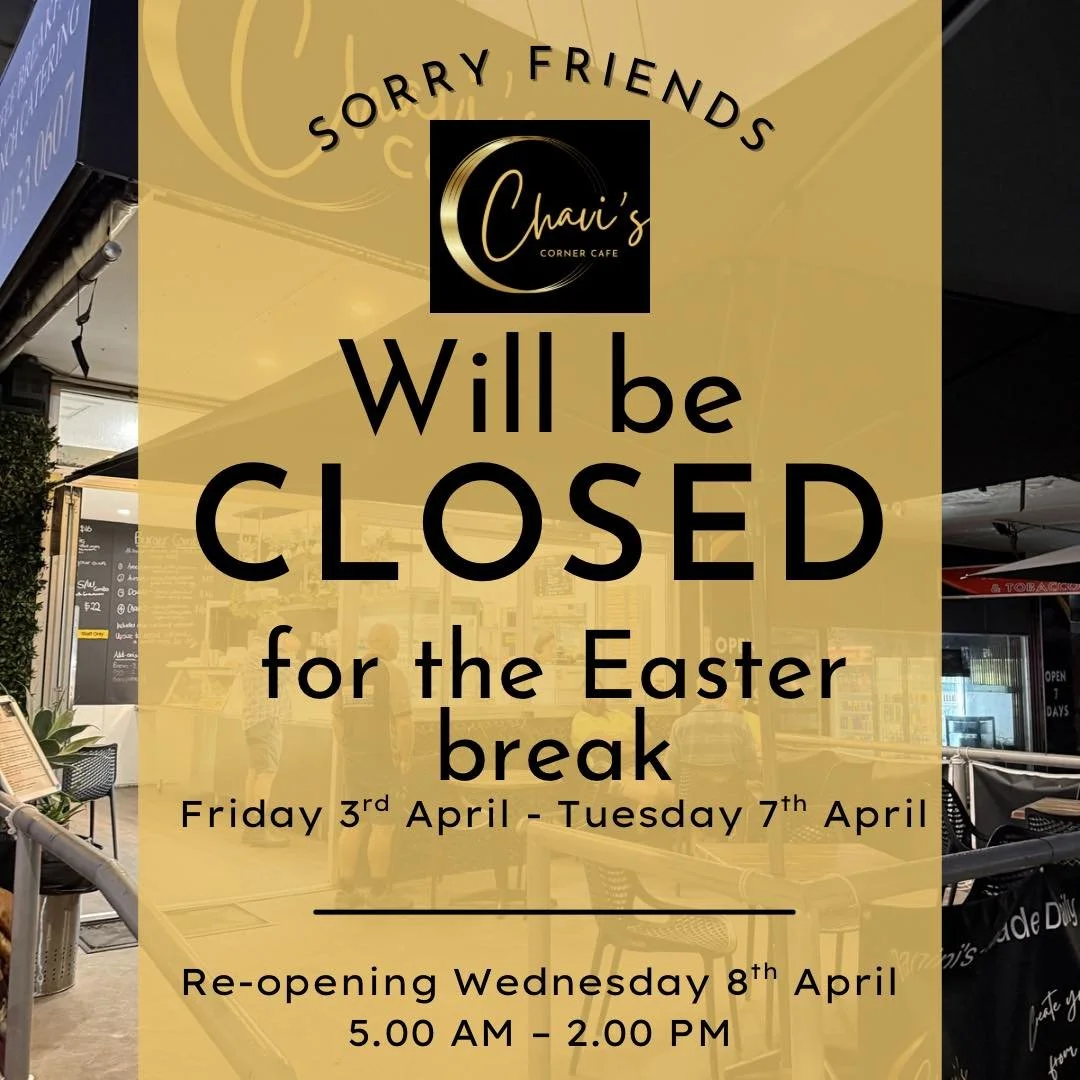 🐣 Easter Break Notice 🐣

We&rsquo;ll be taking a short break over Easter to recharge and spend time with family.

📅 Closed: Friday 3rd April &ndash; Tuesday 7th April
☕ Re-opening: Wednesday 8th April from 5:00am

Thank you for all your continued 