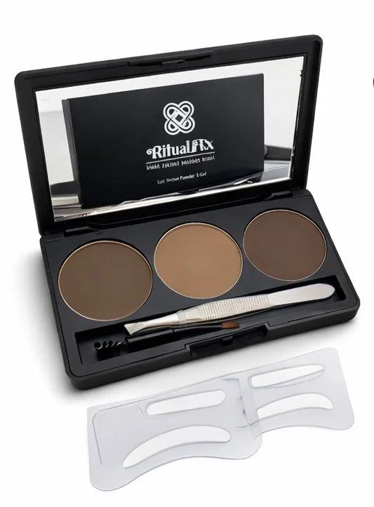 Ritual Rx - Lux Brow Powder & Gel (with Brow Stencils). Light Brown
