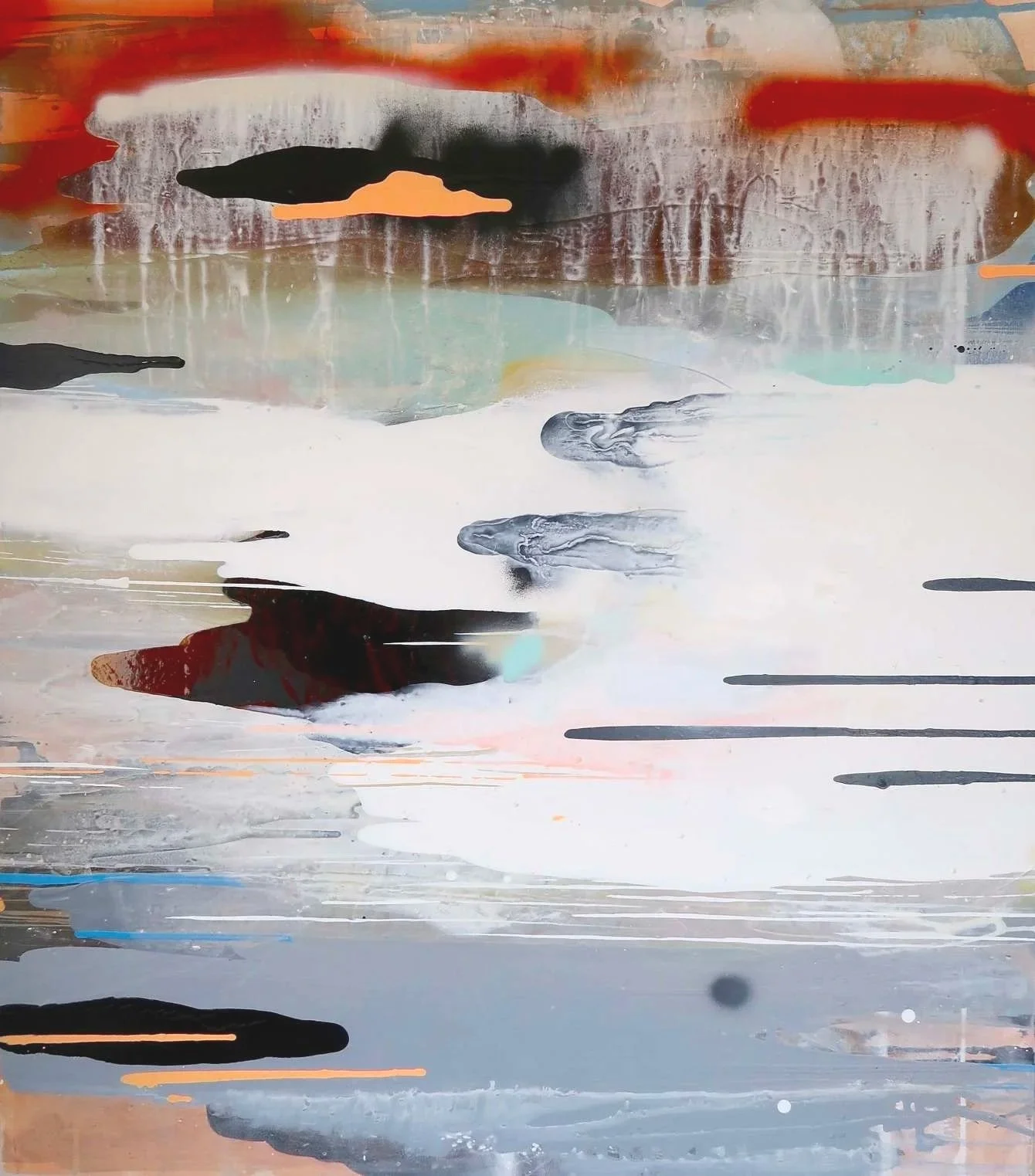 Swinge whip, mixed media on canvas, 50" x 44", 2019