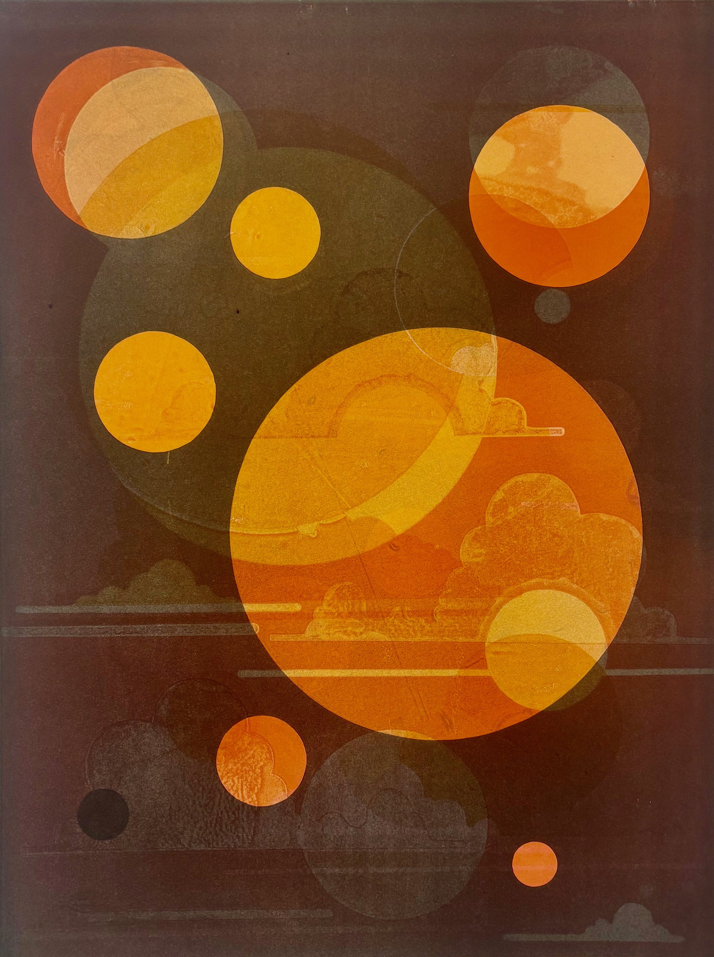 Drift States No. 6 2025, 29.5 x 21 inches, monotype on Somerset Cotton Rag, Mullowney Printing Company, Portland, OR