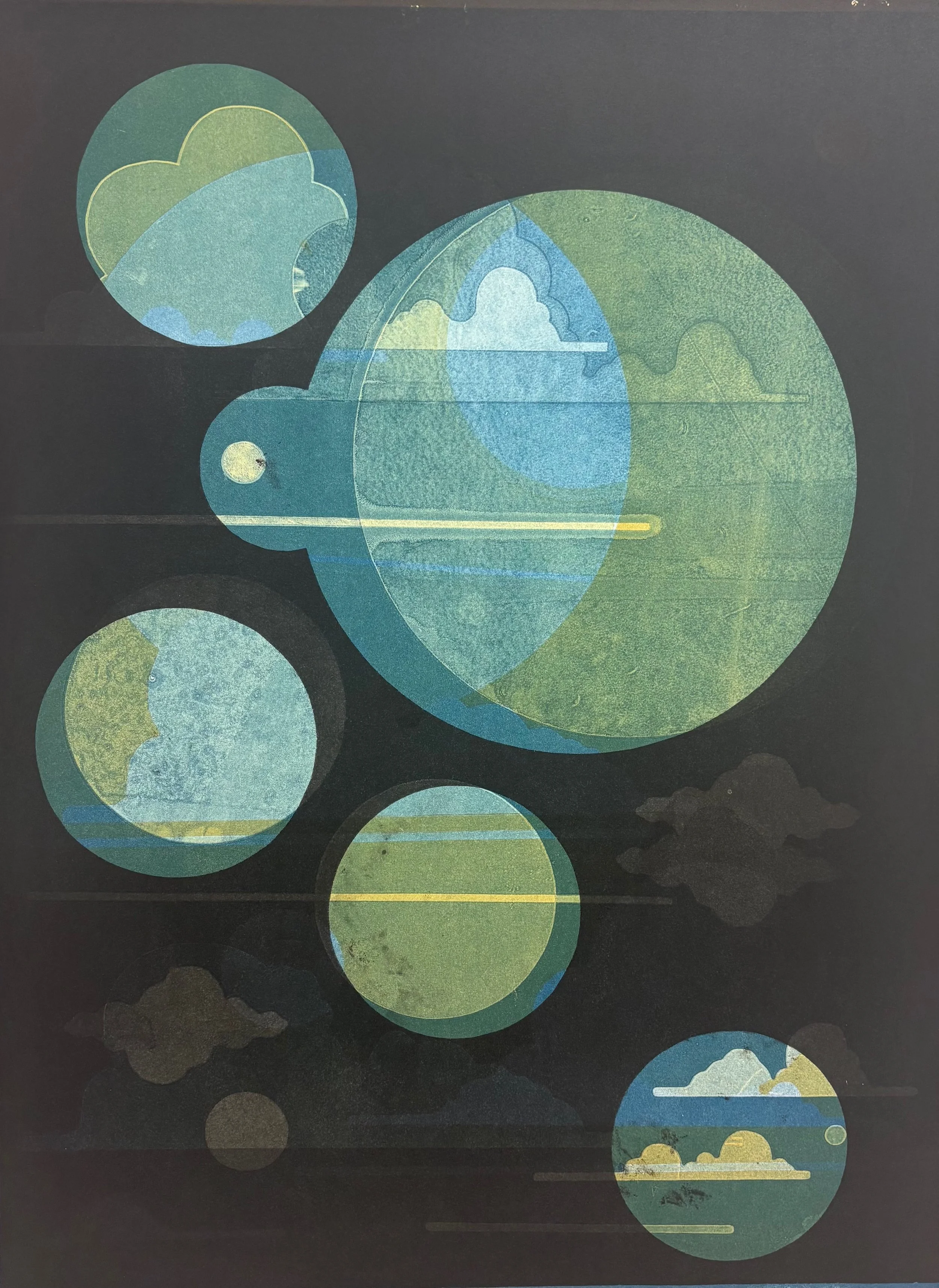 Drift States No. 6 2025, 29.5 x 21 inches, monotype on Somerset Cotton Rag, Mullowney Printing Company, Portland, OR