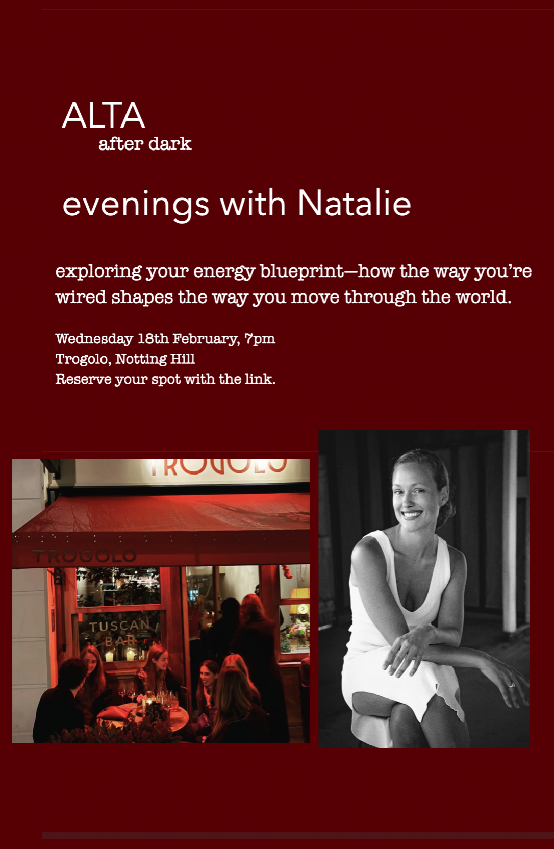 Feb 18 ALTA After Dark: Evenings with Natalie