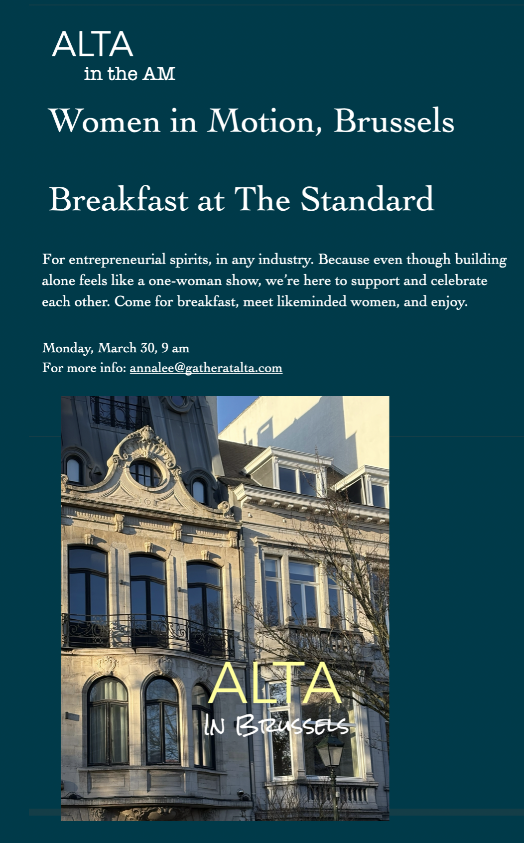 Mar 30, Women in Motion, The Standard Brussels