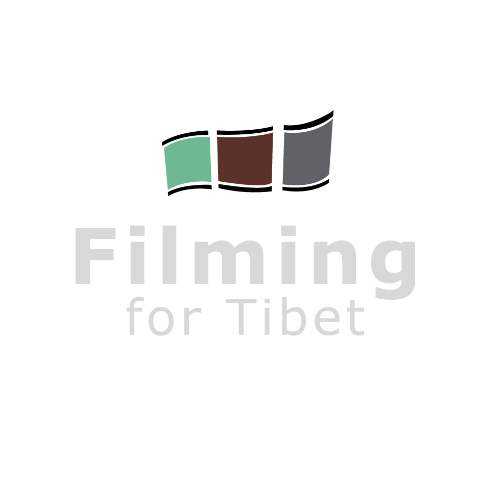 Logo for period filming project with three colored rectangles transitioning from green to brown to gray, and the text 'Filming for Tibet' below.