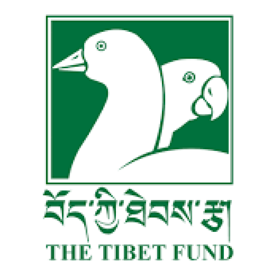 Logo of The Tibet Fund featuring a stylized image of a yak and mountains, with text in Tibetan script and English saying "The Tibet Fund."