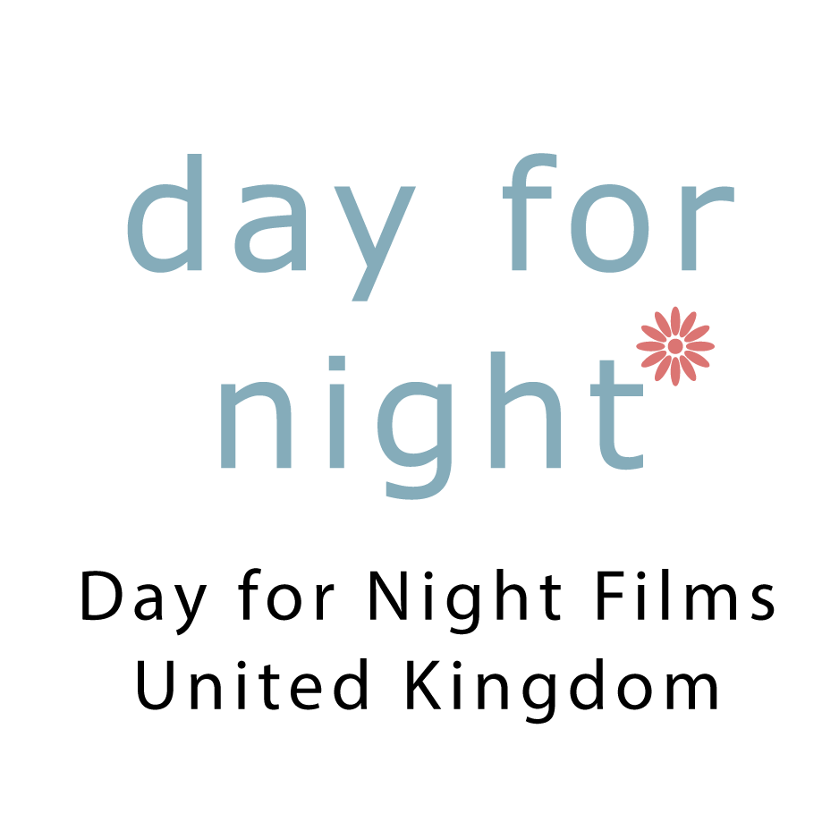 Text that says "day for night" with a pink flower next to the word "night"