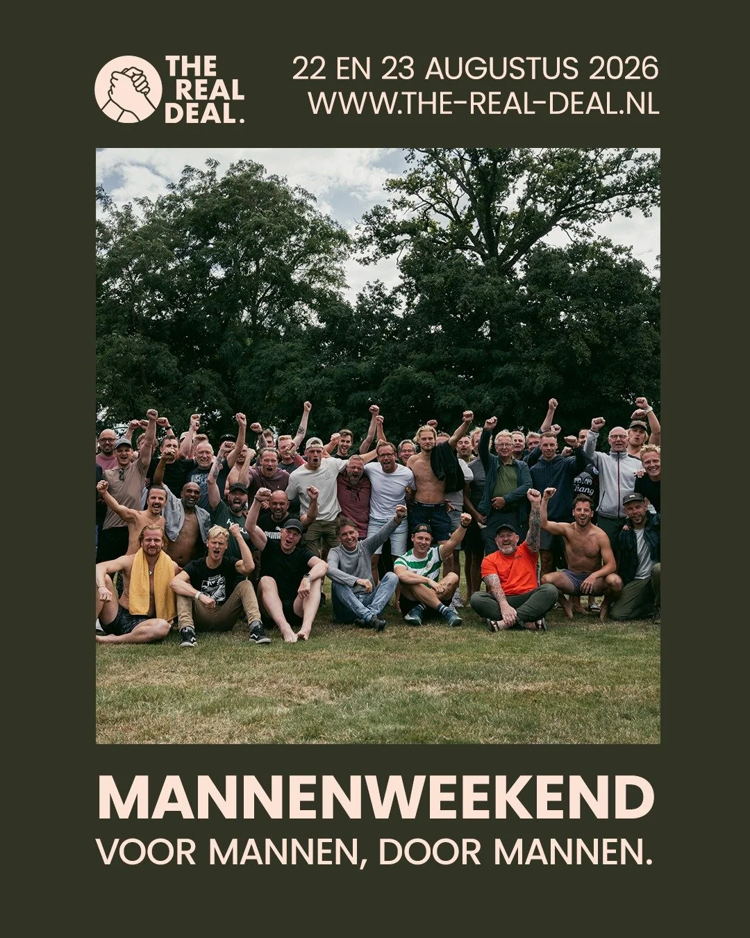 Ook in 2026 organiseren we weer een groot mannenweekend!

Bij de eerste editie in 2025 waren maar liefst 57 mannen samen op zoek naar persoonlijke groei en verbinding. Ze gooiden hun telefoon in de hoek, deden hun maskers af en doken de diepte in. 

