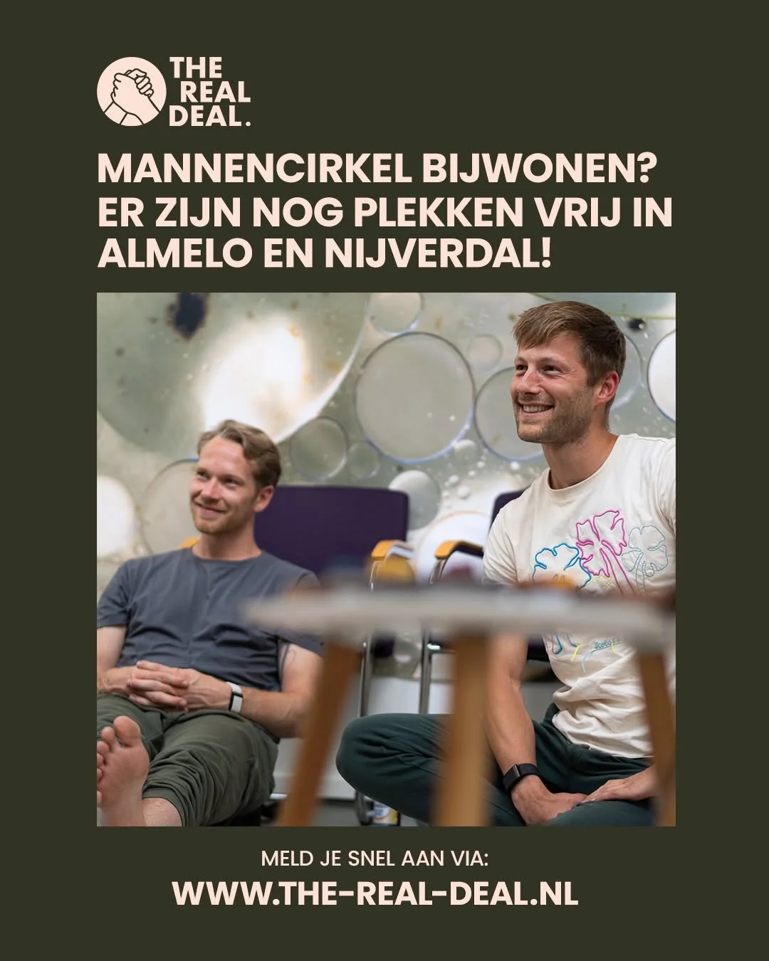 We hebben nog meerdere plekken vrij bij onze mannencirkels in Almelo en Nijverdal.
De eerste avond is vrijblijvend en laat je ervaren wat een mannencirkel voor jou kan betekenen. 

Wat doen we op zo'n avond?

We delen onze struggles, vieren successen