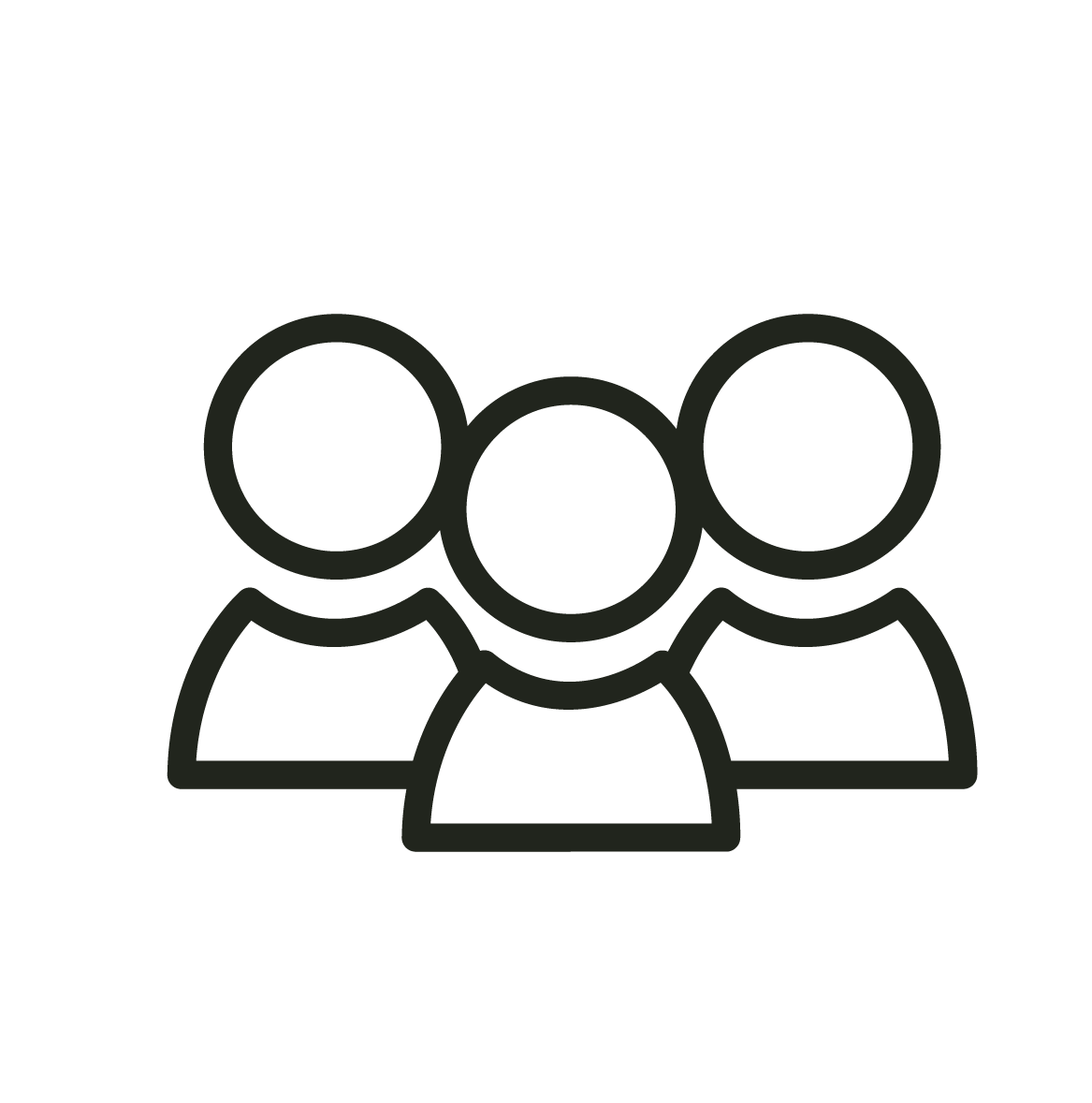 Icon of three people representing a group or community.