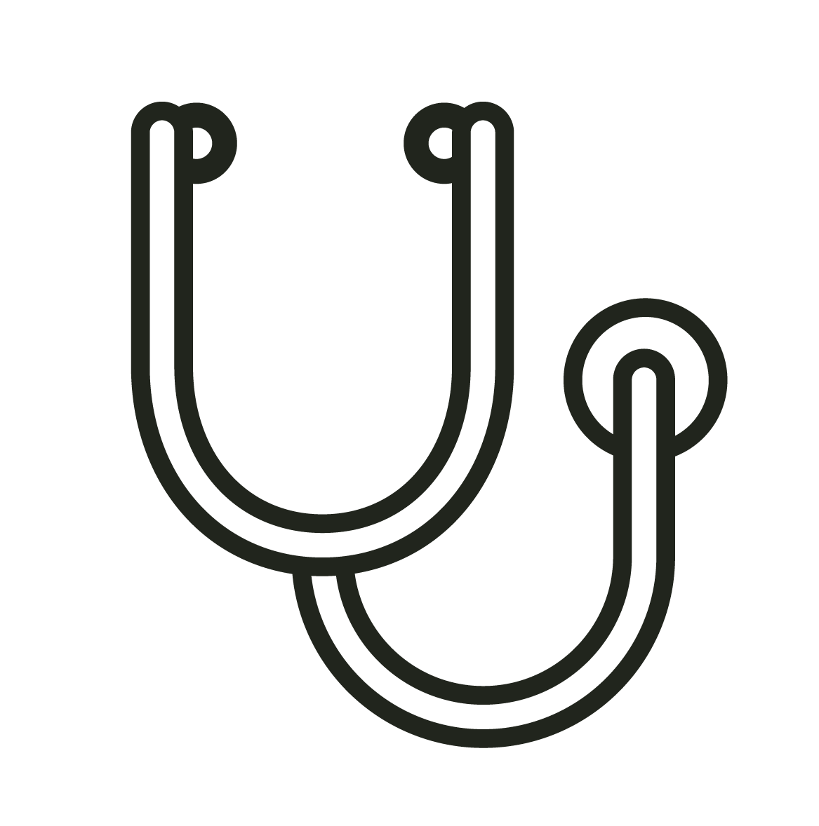 Outline illustration of a stethoscope.