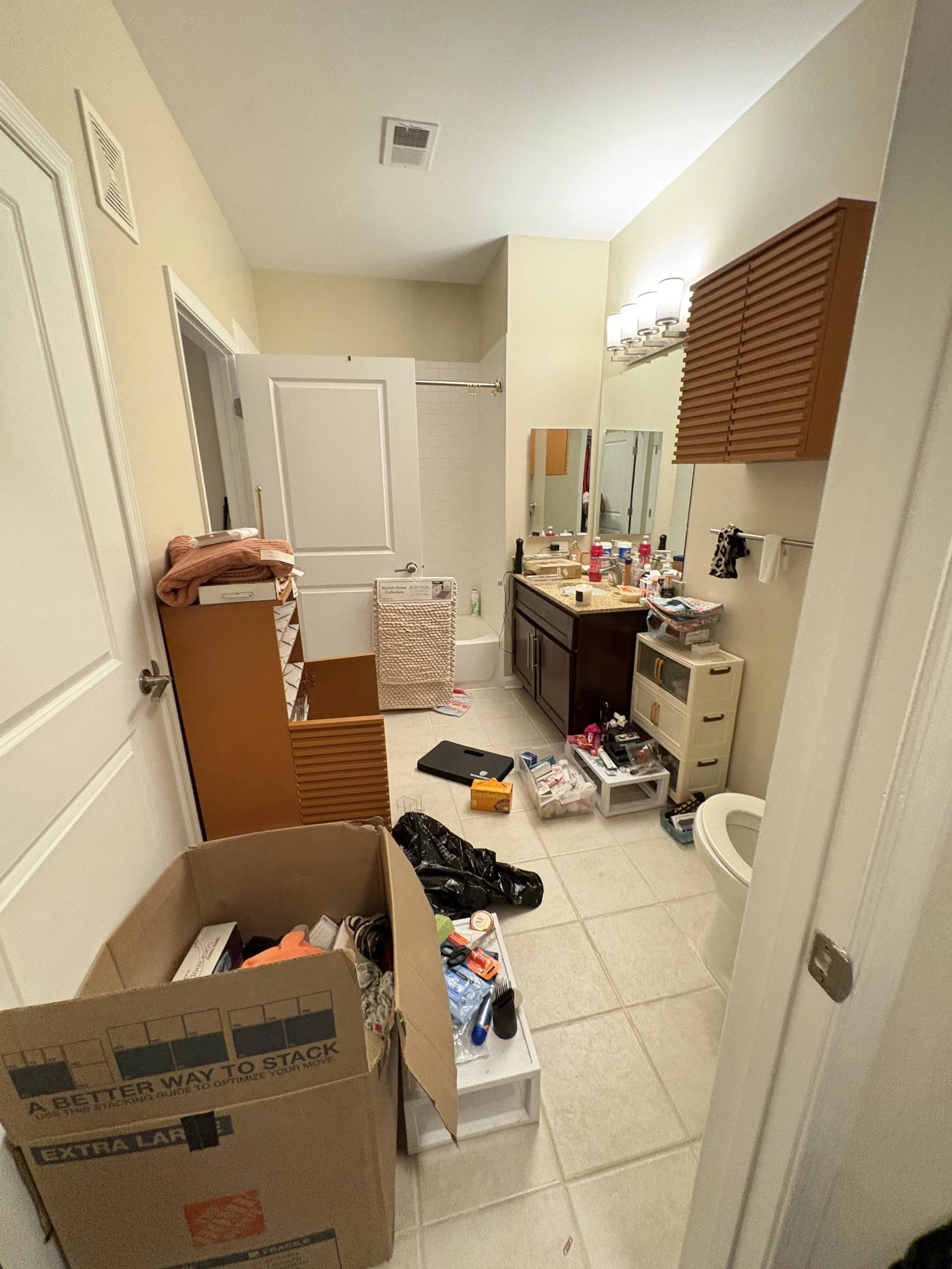 before-bathroom-organization-transformation-maryland completed by Still Nest Professional Organizing in Baltimore, Maryland.