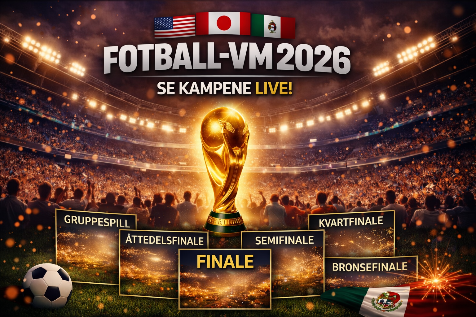 11. juni - 19. juli Fotball-VM 2026 (billetter snart)