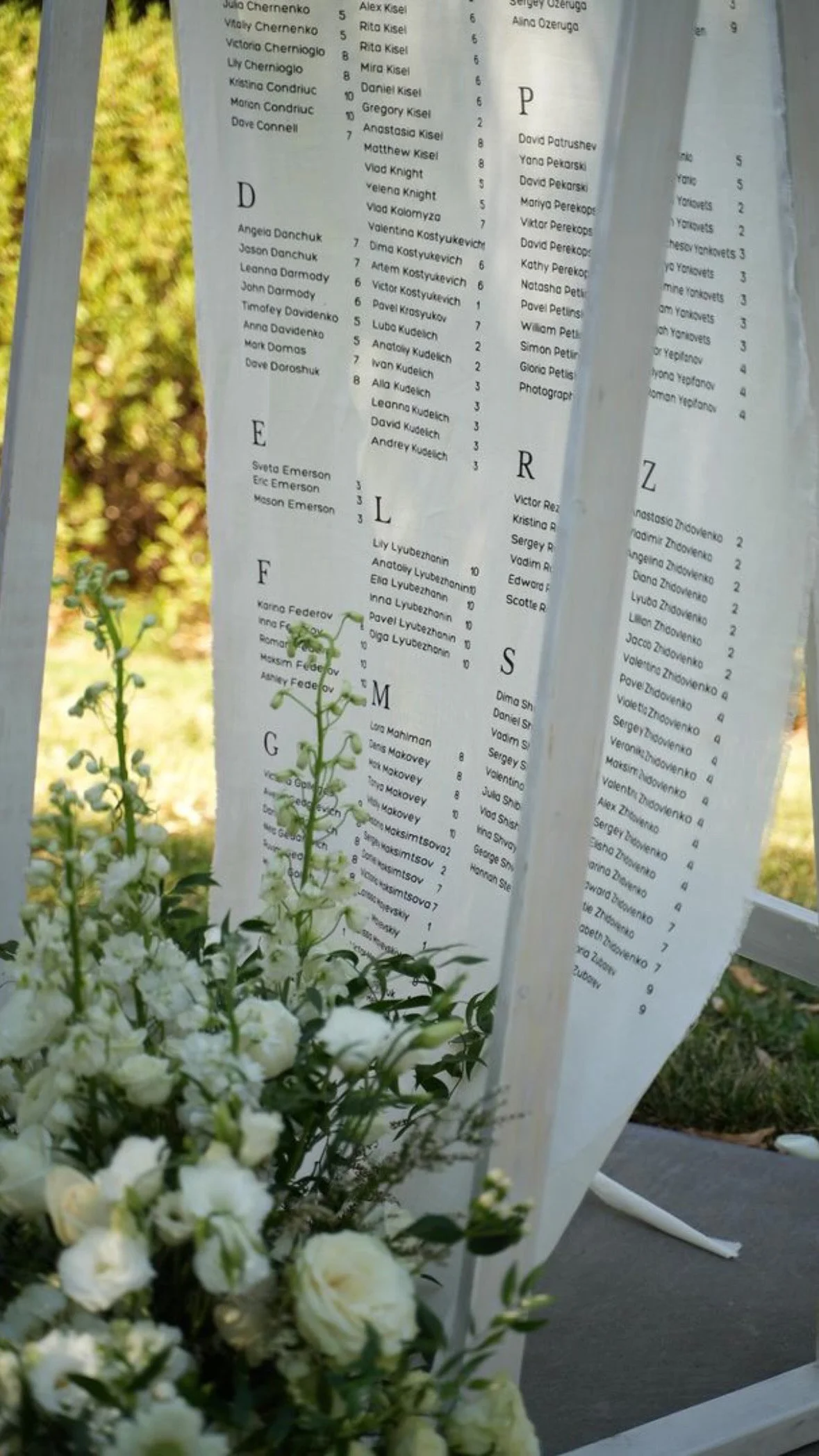 Large printed directory display featuring company branding, signature tone layout, local embroidery coordination, and a quick timeline for event signage