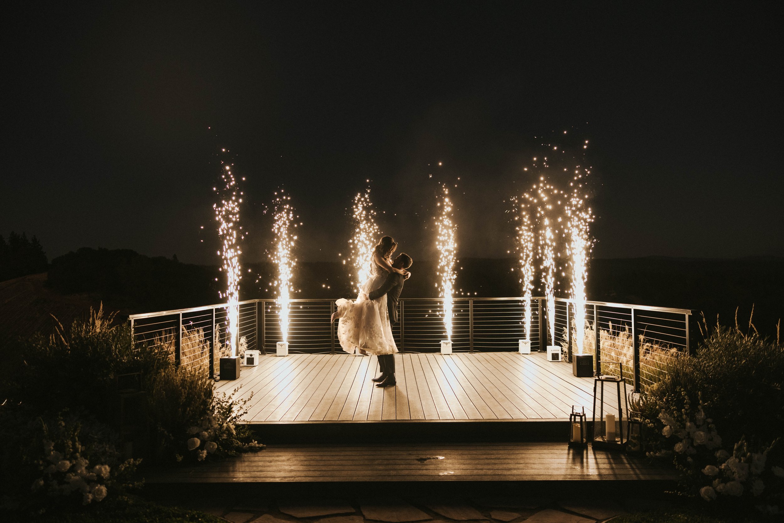 Wedding celebration featuring custom event details, company branding, and signature tone design with a quick timeline and local embroidery support