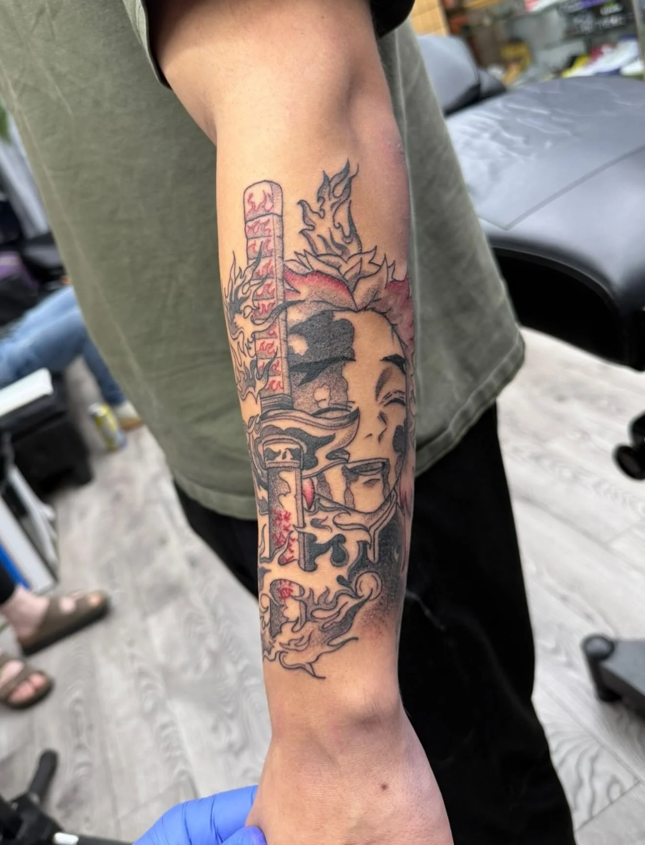 rip to the 🐐custom Rengoku forearm piece for my waifu @zavian_aragon14 i <3 this piece sm :3 #demonslayertattoo #rengokutattoo #blackandgrey 

#marioelijahtattoos #threetearstattoo #explorepage  #artistowned #localbusiness #supportlocal #colorado