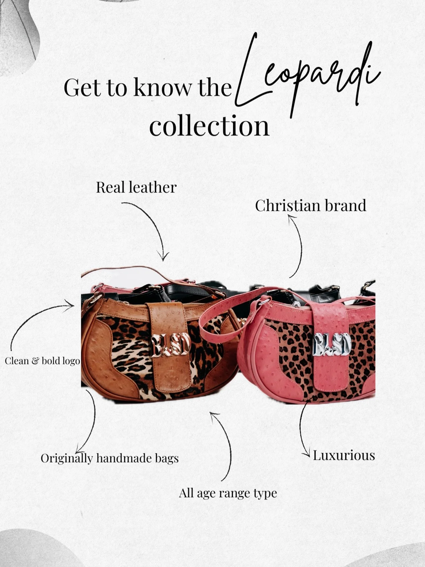 The handmade collection that SOLD OUT for a reason! 

Handmade with intention, crafted from real leather, and designed with bold excellence in every detail. The Leopardi collection was loved for more than just the look from the rich texture of the ma