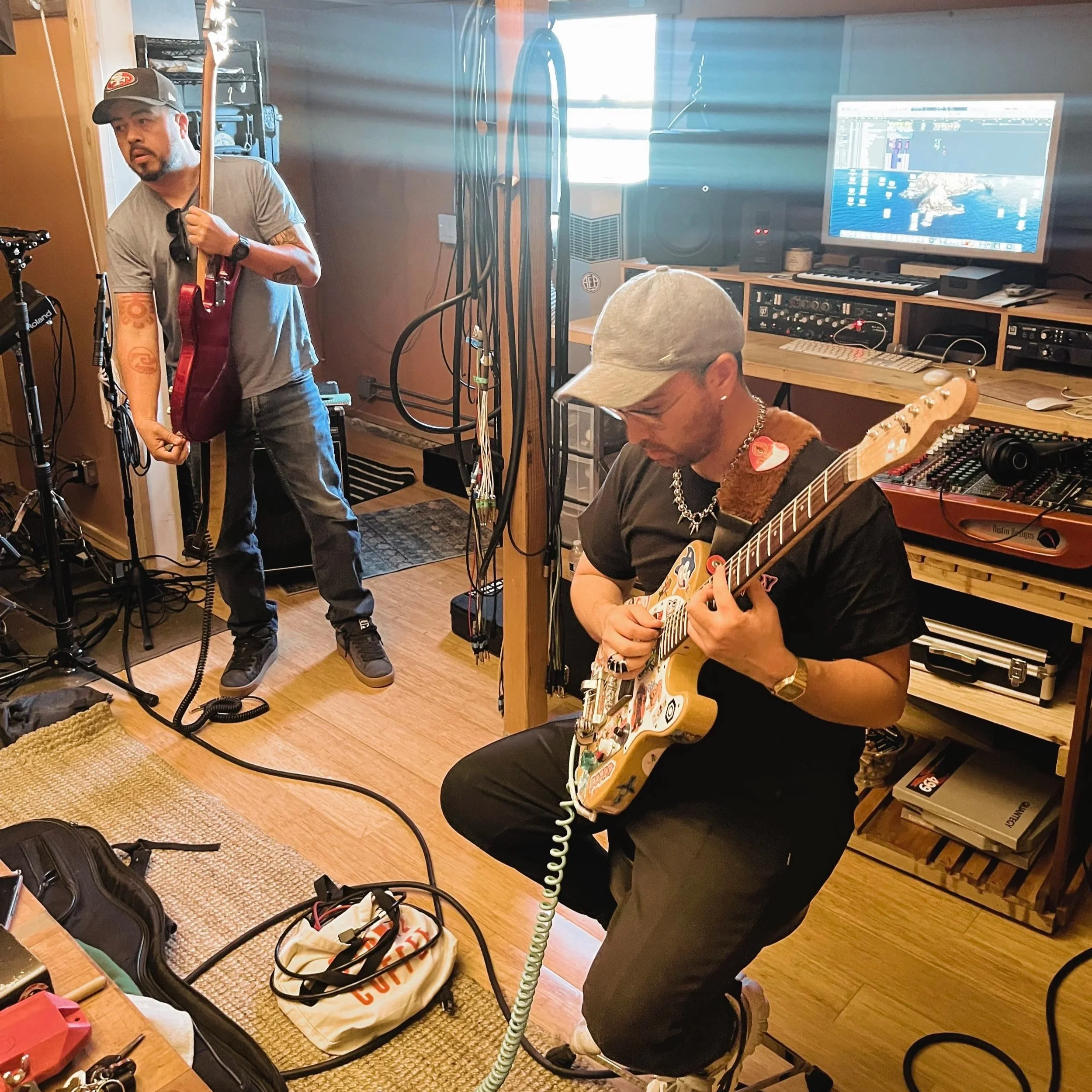 LaOx rehearsal with bassist Chuy Leon and guitarist Christopher Hall. 