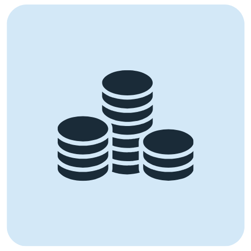 Illustration av tre staplar av mynt.