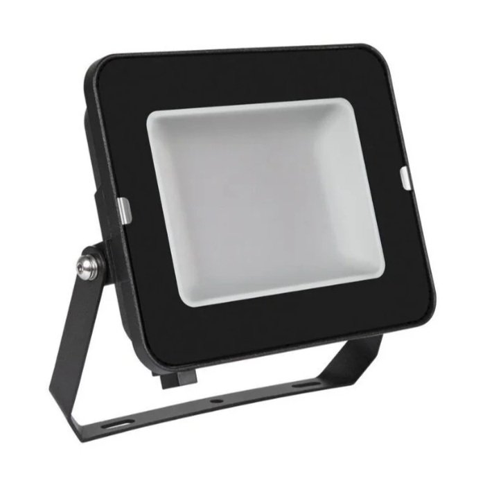 LED-Flutlichtlampe mit schwarzem Gehäuse und verstellbarem Ständer