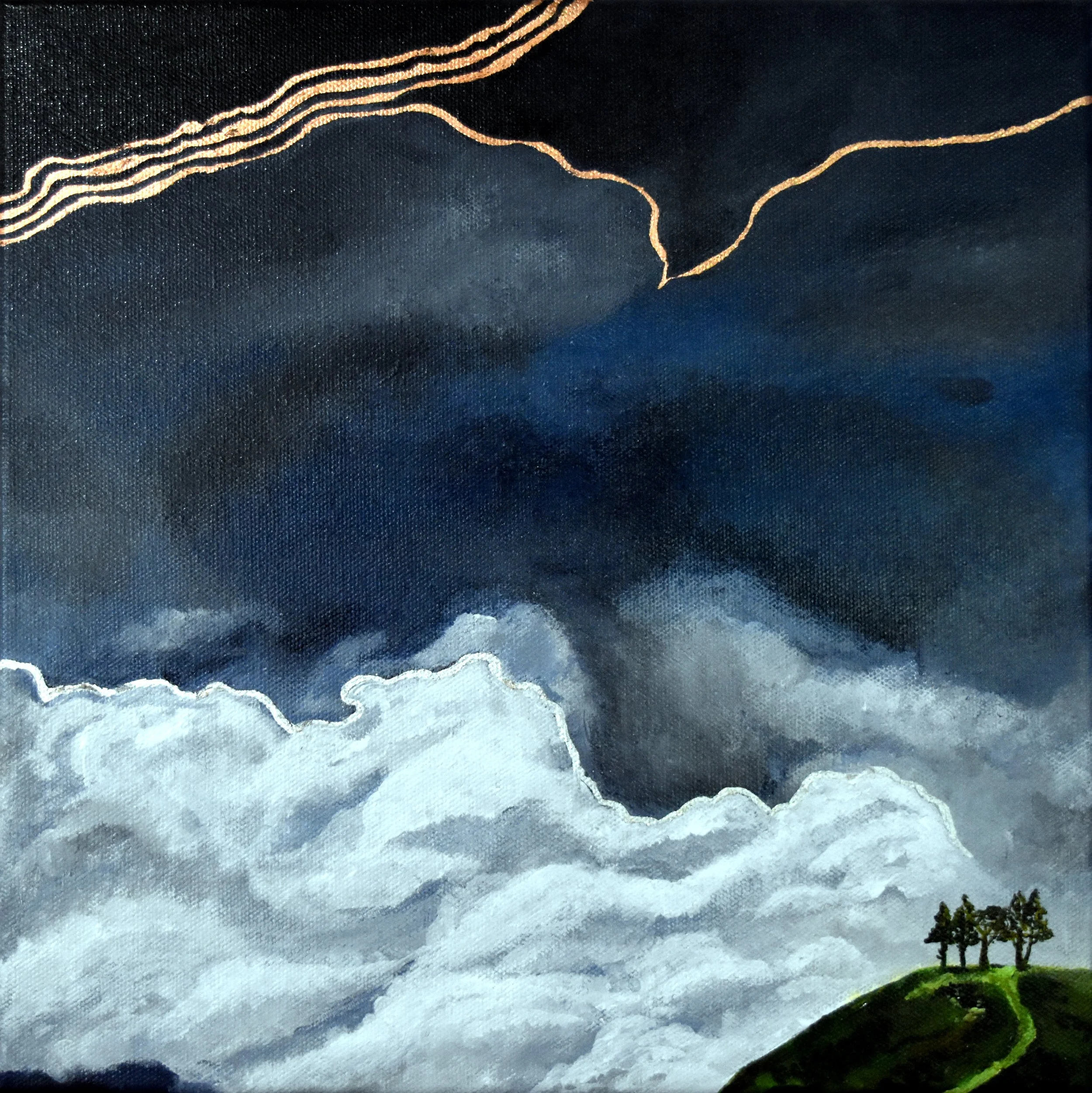 In Clear View 2017,
acrylic & copper leaf on canvas
30.0 x 30.0 cm 
