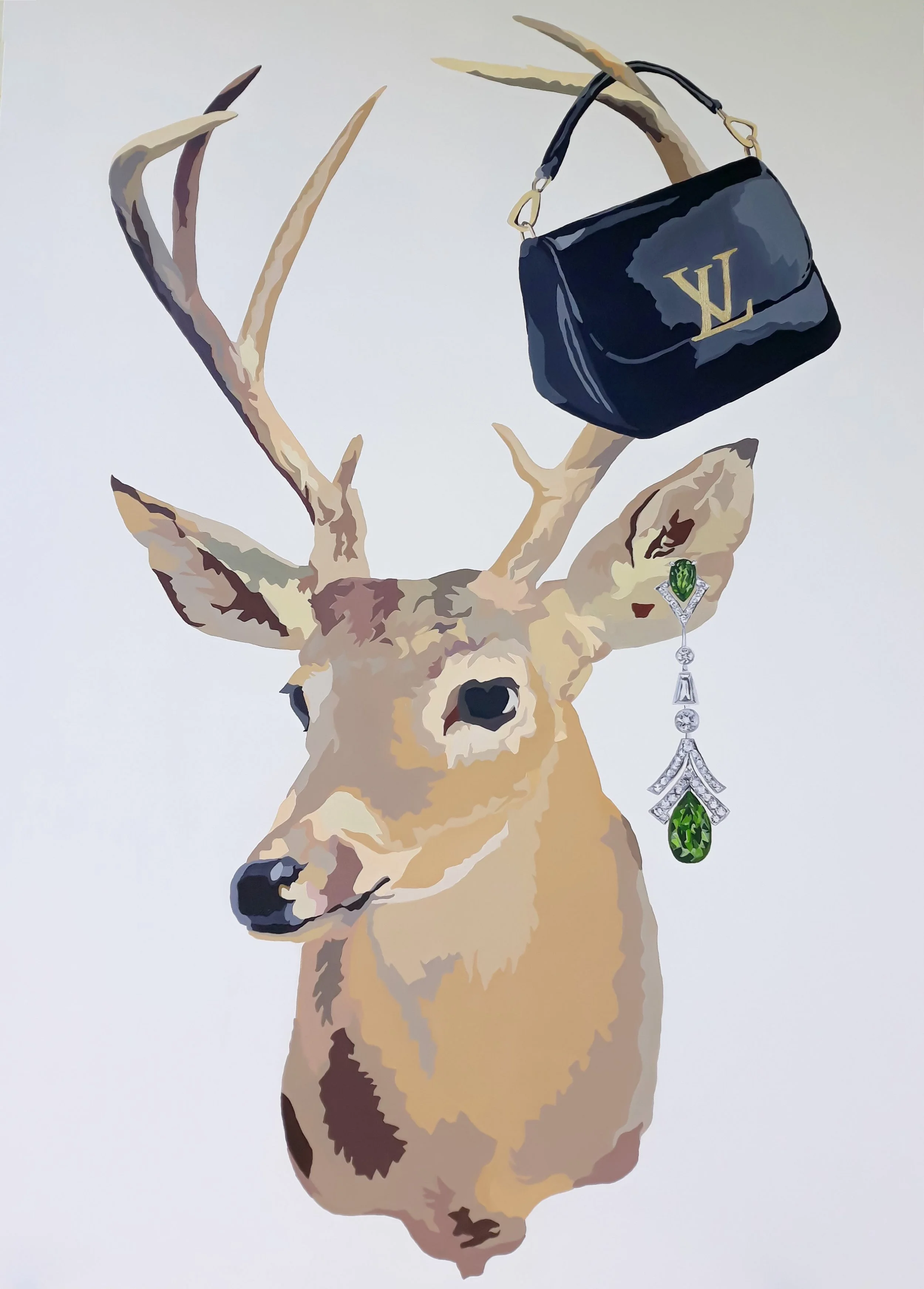 MY DEER LOUIS VUITTON 2019, 
acrylic & genuine 24K gold leaf on canvas,
122 x 91 cm