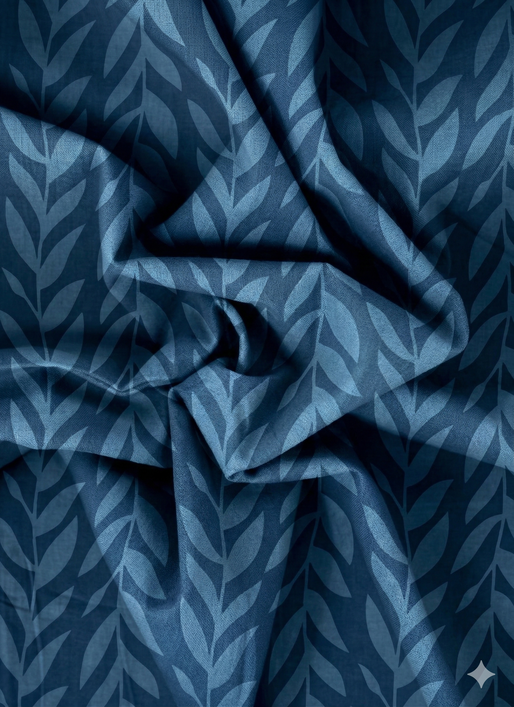 Naturally Dyed Indigo Screen Printed Fabric Roll | 1 to 2 Meters | Truetone Ink