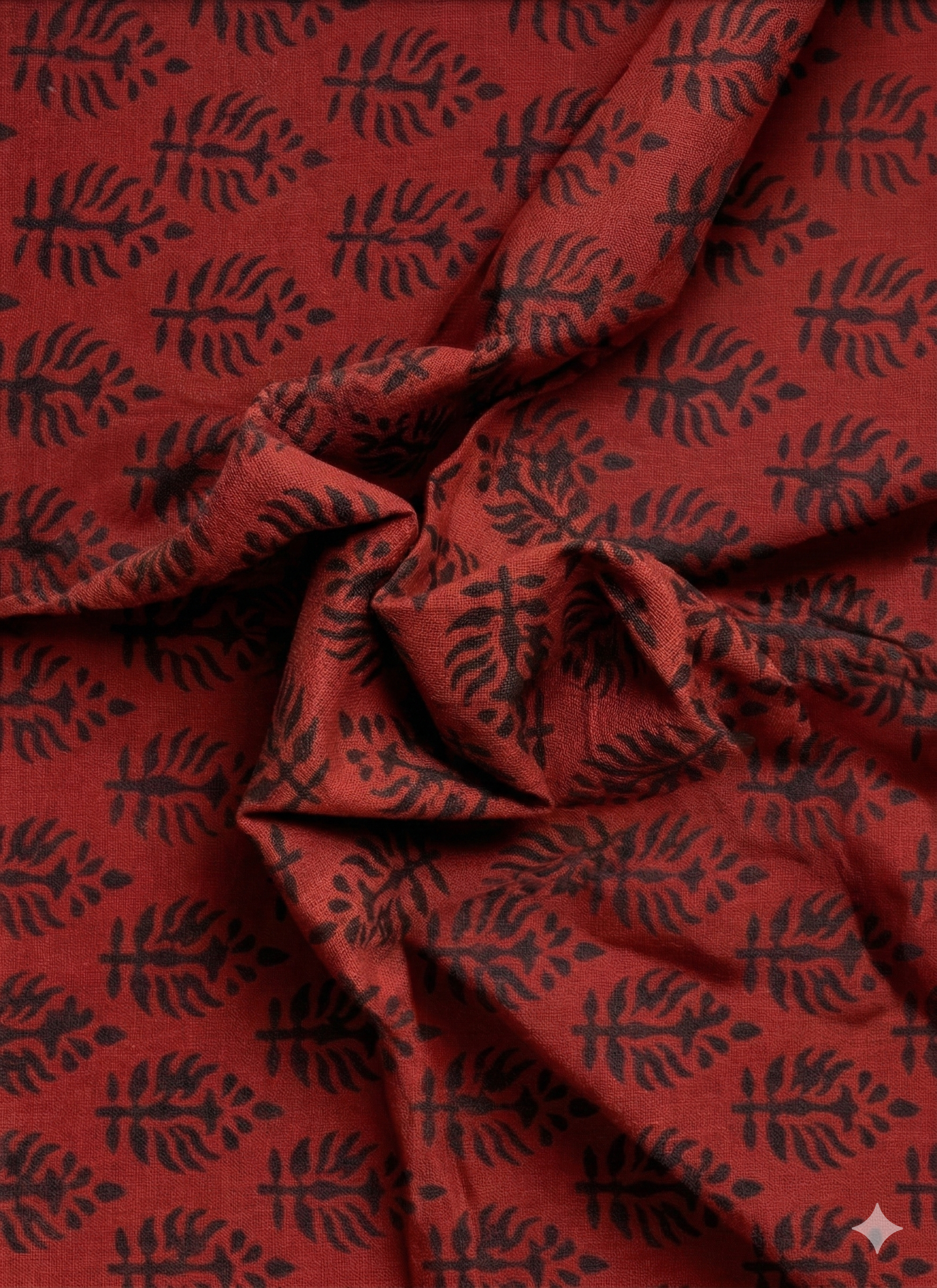 Naturally Dyed Madder Red Screen Printed Fabric Roll | 1 to 2 Meters | Truetone Ink