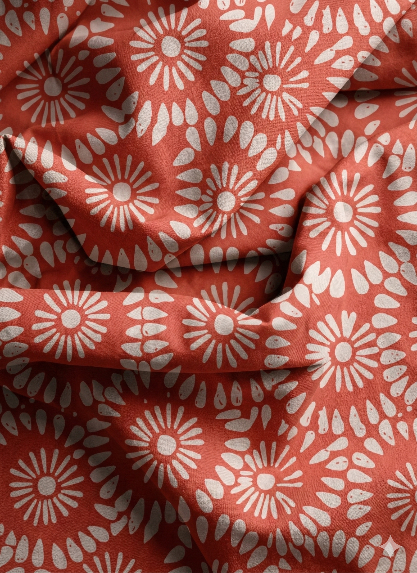 Naturally Dyed Anna Orange Screen Printed Fabric Roll | 1 to 2 Meters | Truetone Ink