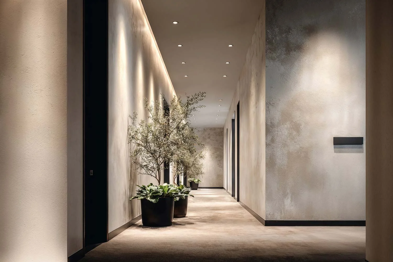 Schallabsorbierende Wandlösung für stark frequentierte Hotelflure