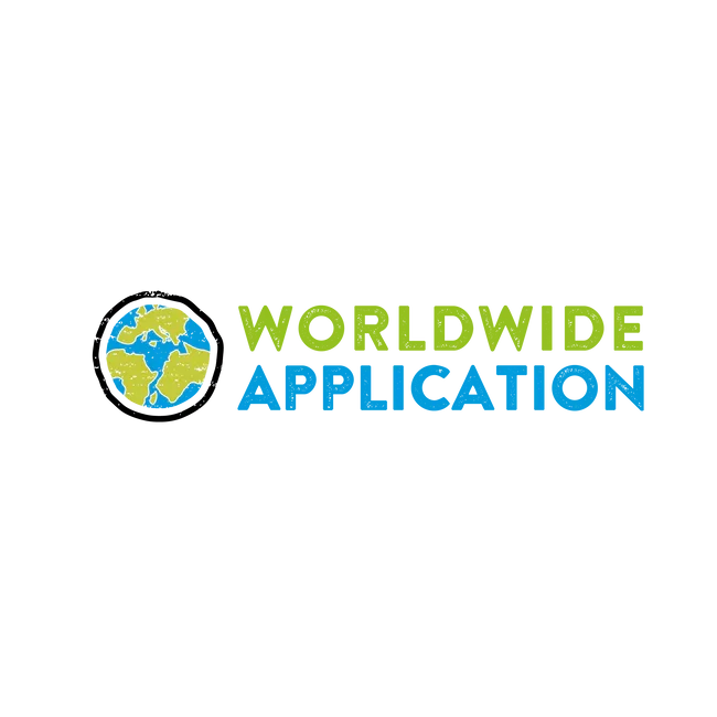 World Map Globe icon next to the text 'Worldwide Application' in green and blue.