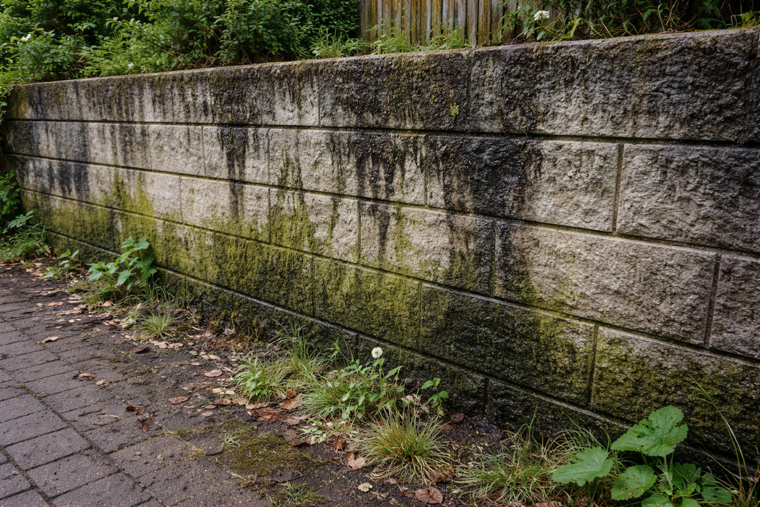 stenmur påväxt alger mossa