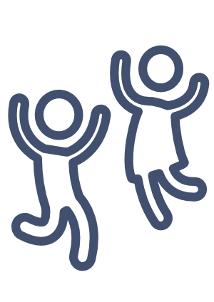 Twee eenvoudige lijnen van mensen die springen of dansen, getekend in een minimalistische stijl.