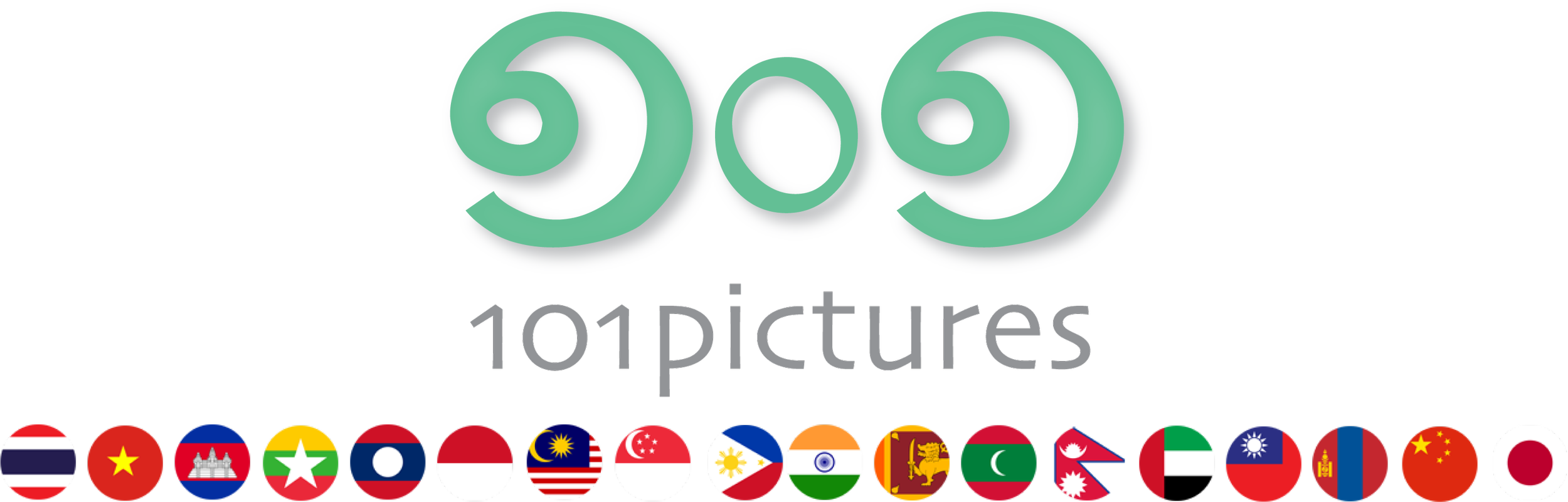 多色の国旗が並ぶロゴ、下に記述された「101Pictures」