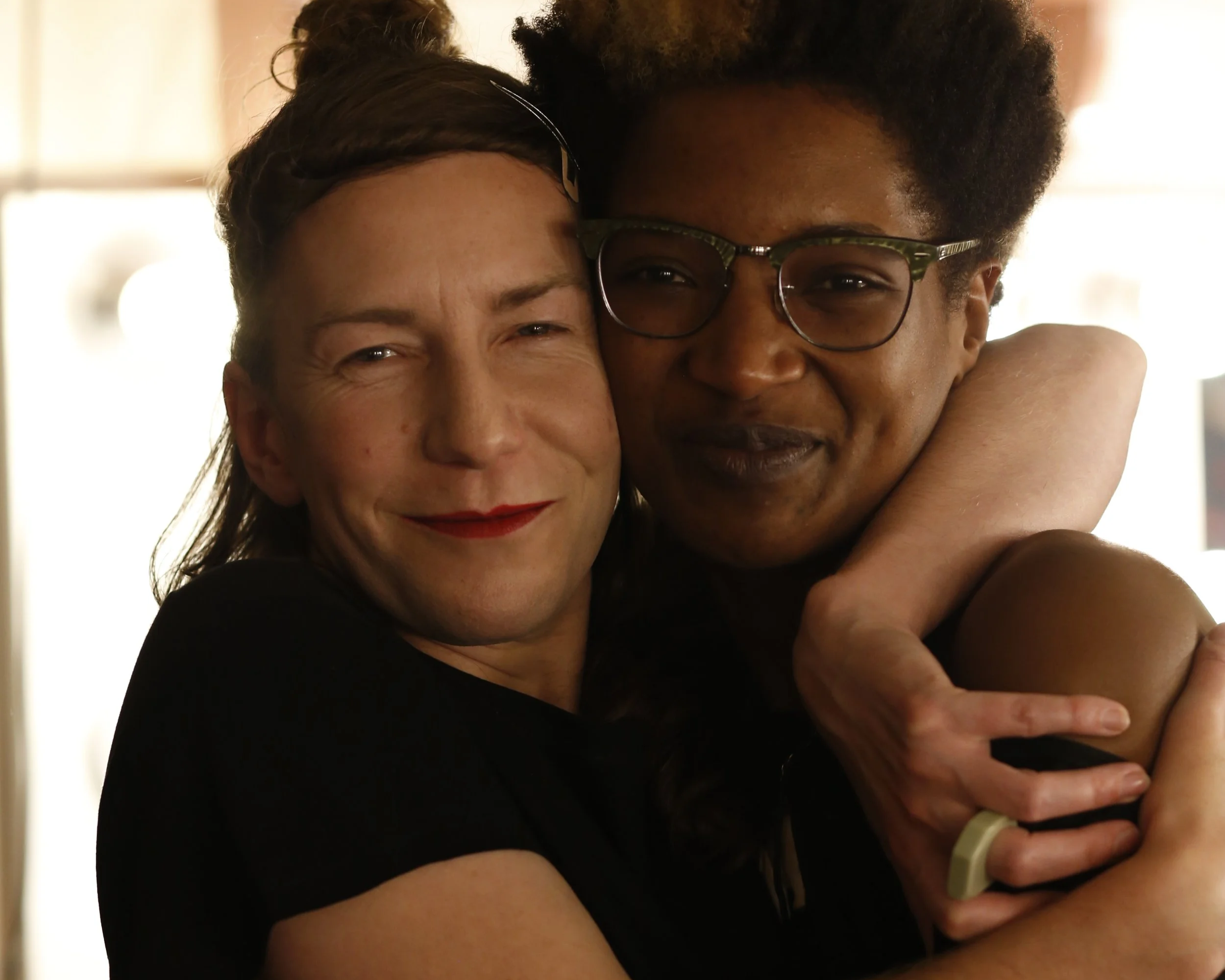 Bel with singer-songwriter and friend Kathryn Joseph. Backstage after Bel supported Kathryn at a gig in Paisley in 2019 
