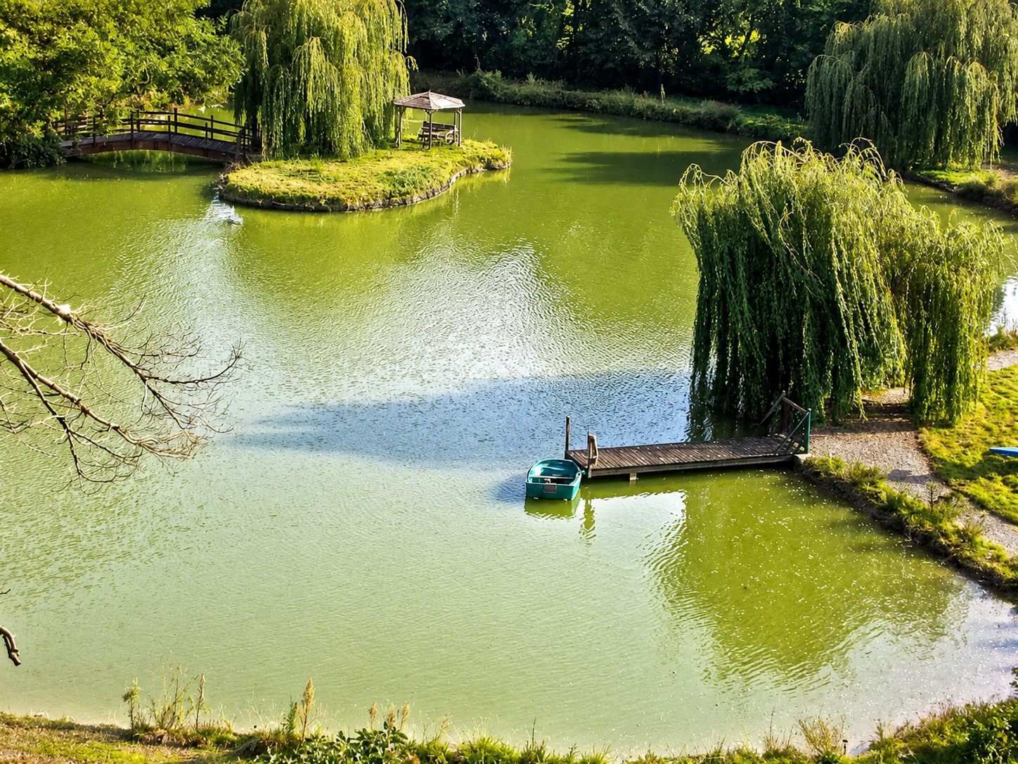 Lake with its island, perfect for boating and fishing