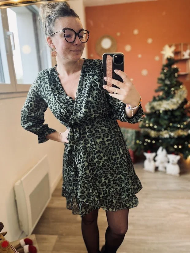 Robe Léopard Verte Élégante
