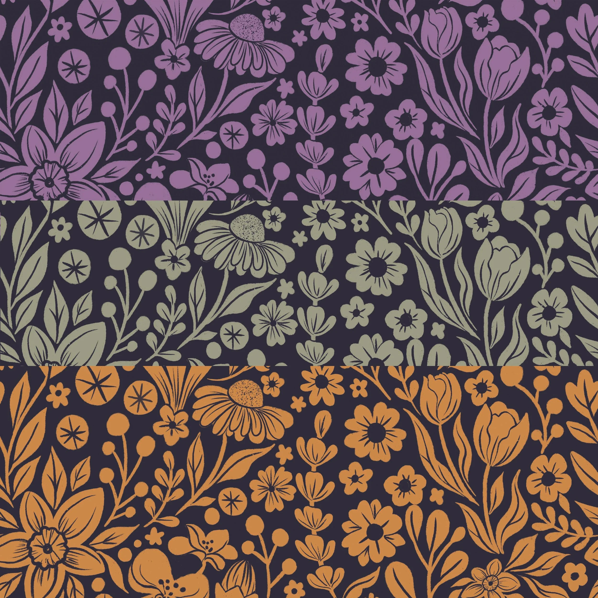 [Précommande] Tissu jersey coton / Jardin de fleurs fond DARK (plusieurs coloris)