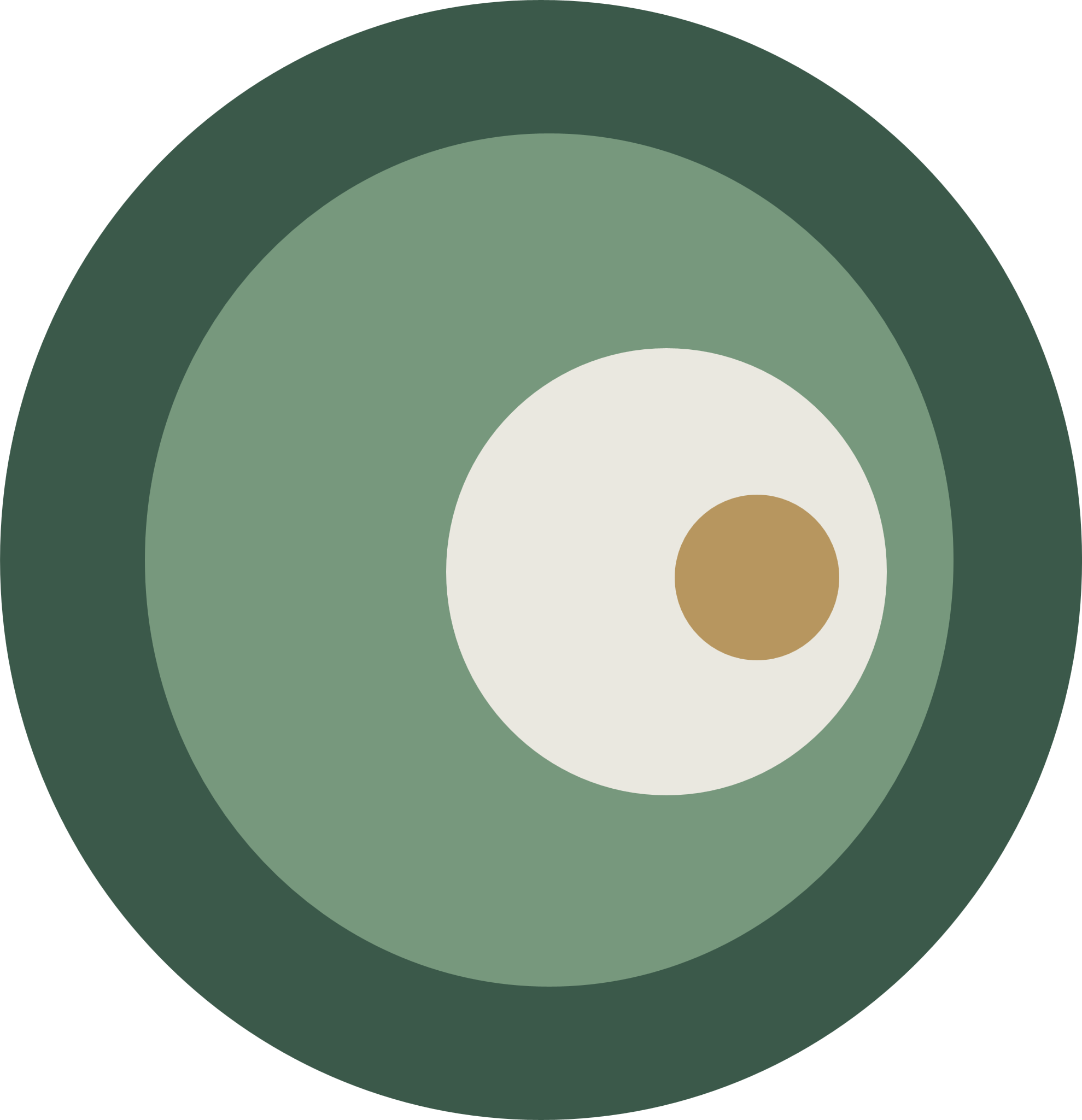 Simplified visual of a person's face with a closed eye, pupil, and face outline in muted tones.